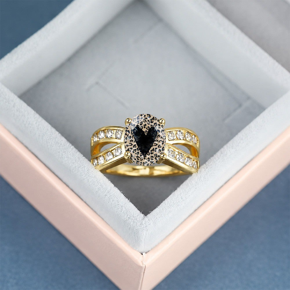 Leopard Print Oval Split Band Ring