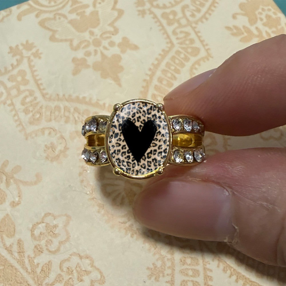 Leopard Print Oval Split Band Ring