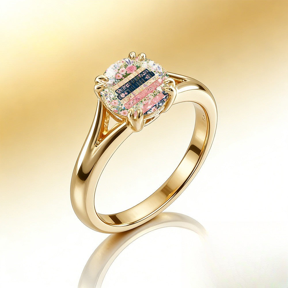 Floral Book Stack Ring