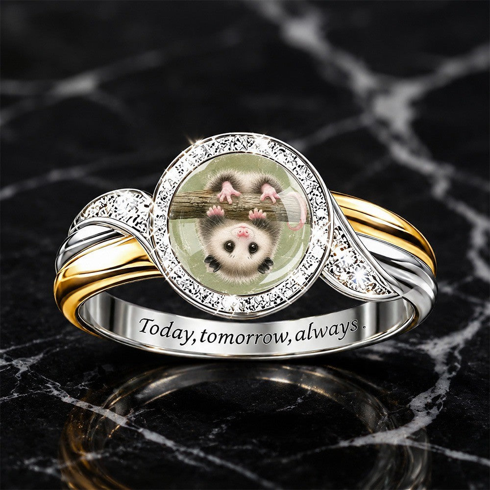 Opossum Portrait Dome Ring