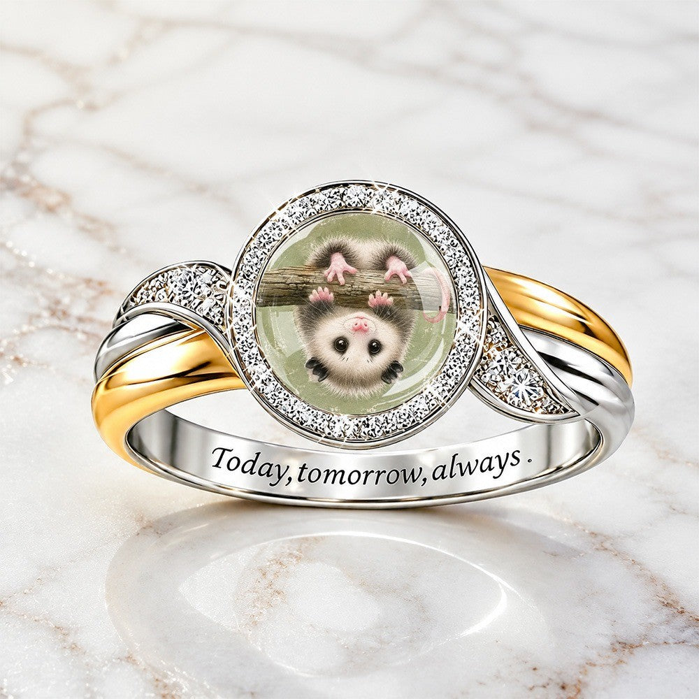 Opossum Portrait Dome Ring
