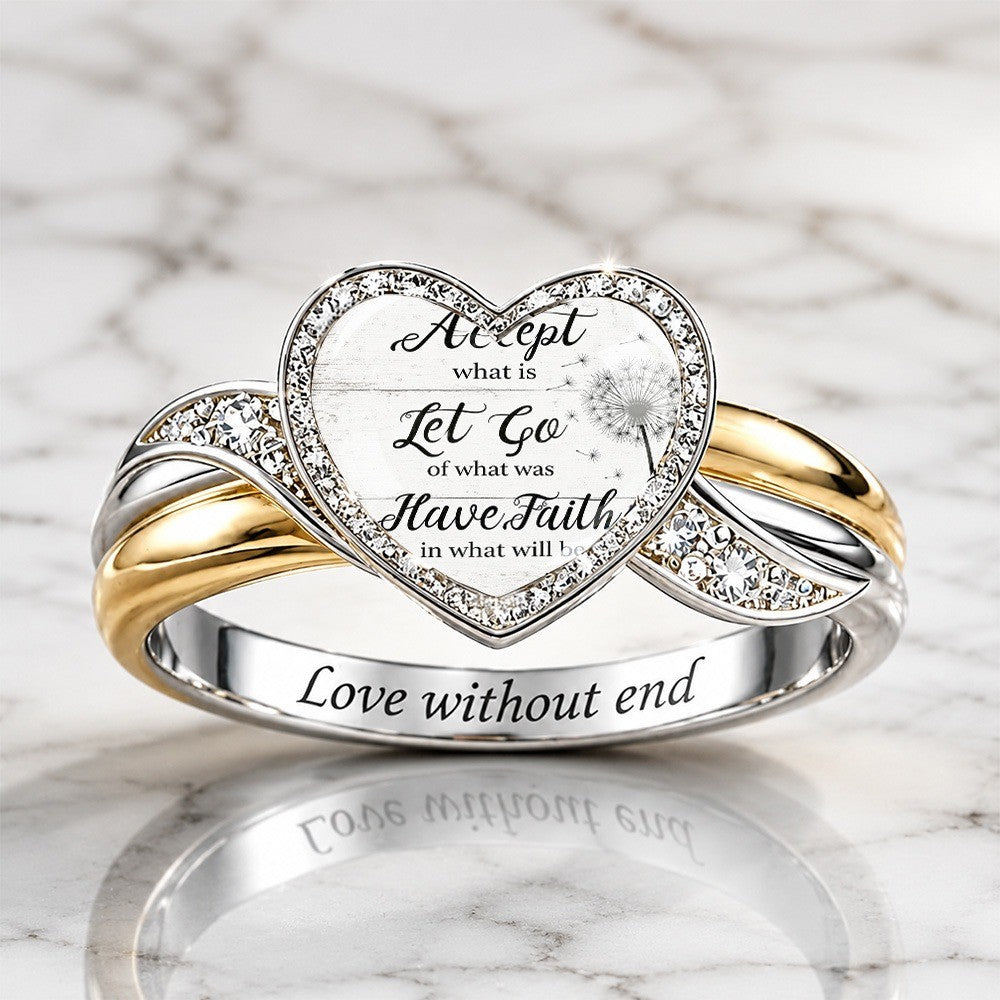 Inspirational Dandelion Heart Ring