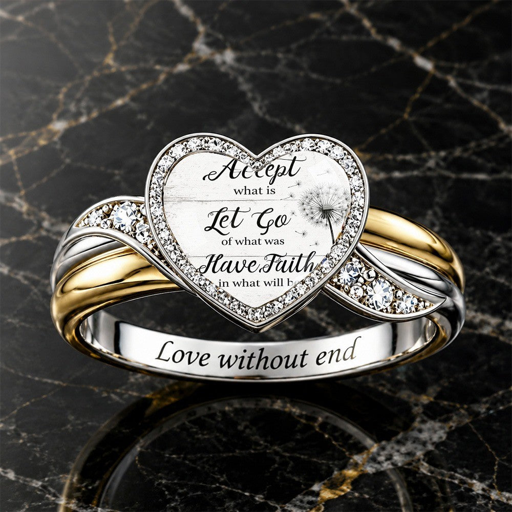 Inspirational Dandelion Heart Ring