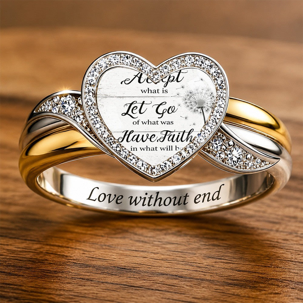 Inspirational Dandelion Heart Ring