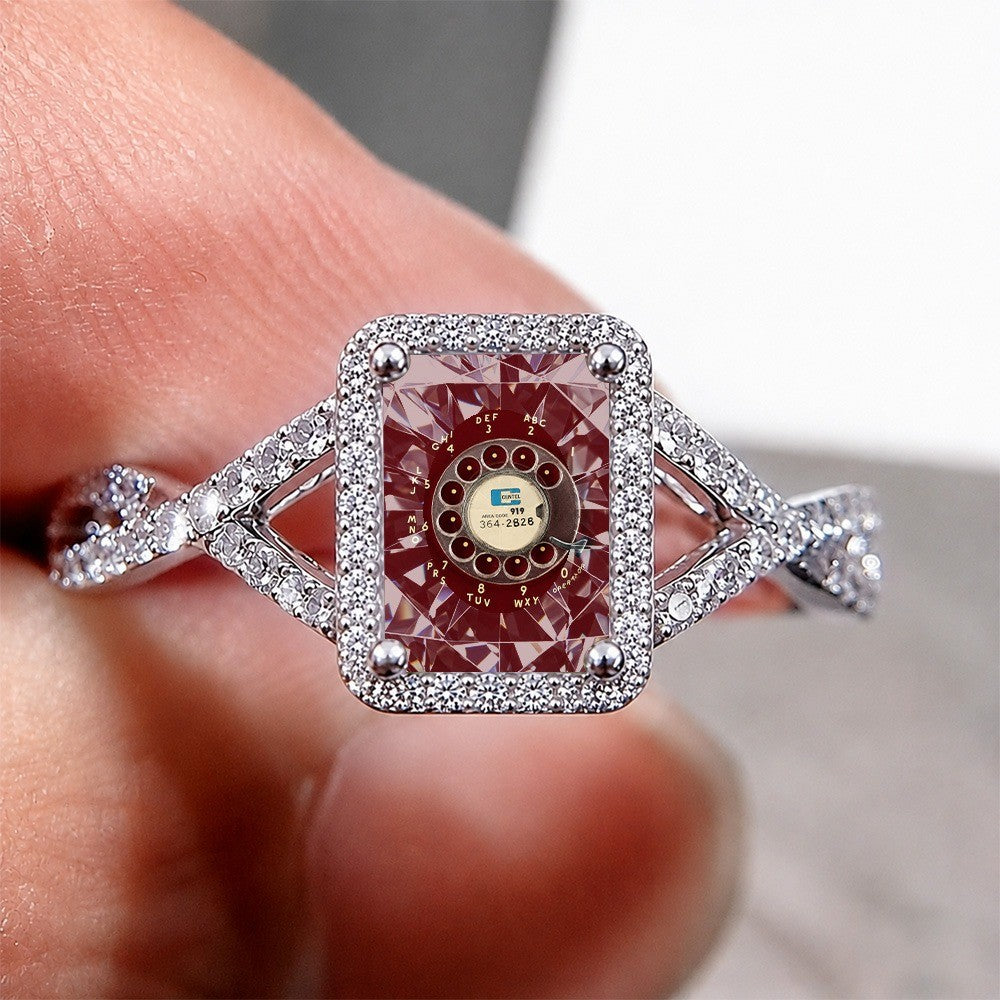 Vintage Rotary Phone Square Ring