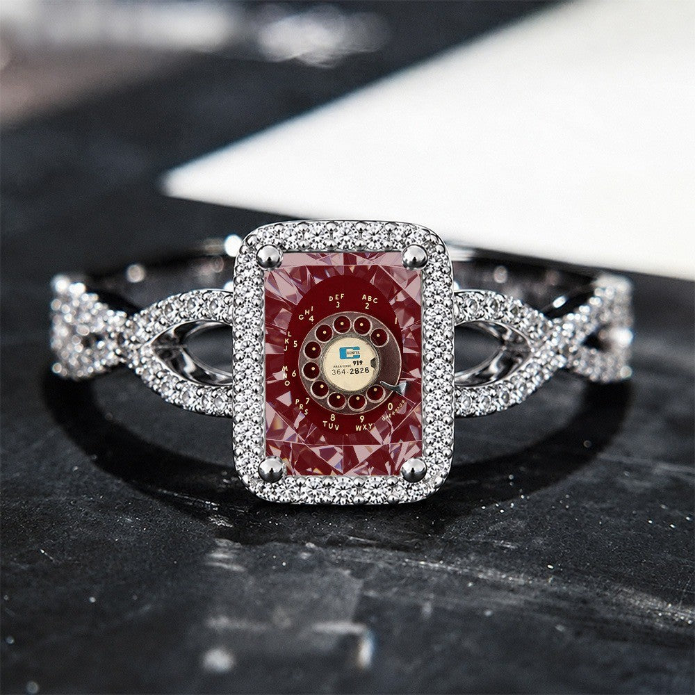 Vintage Rotary Phone Square Ring
