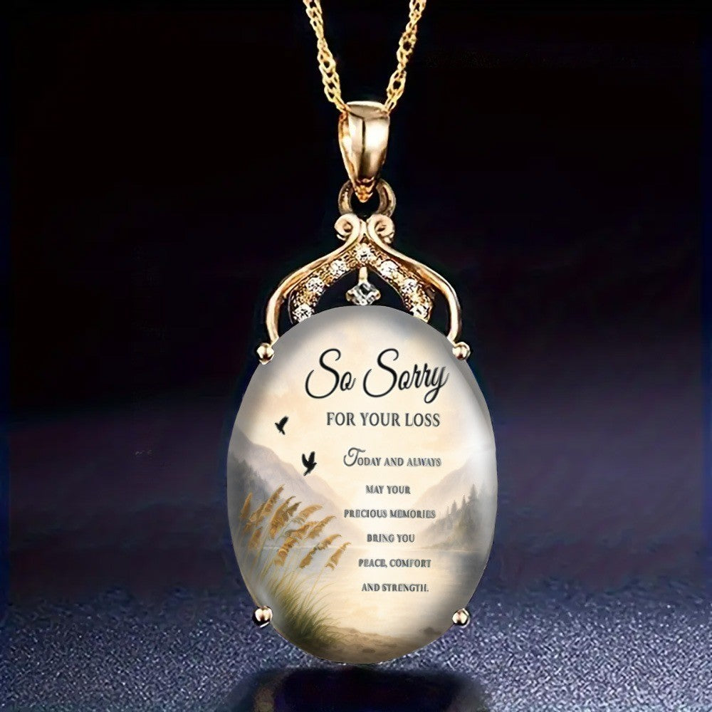So Sorry For Your Loss Oval Pendant Necklace