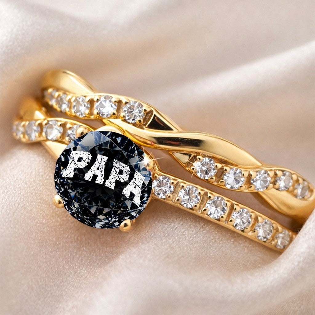 Papa Crystal Twisted Ring