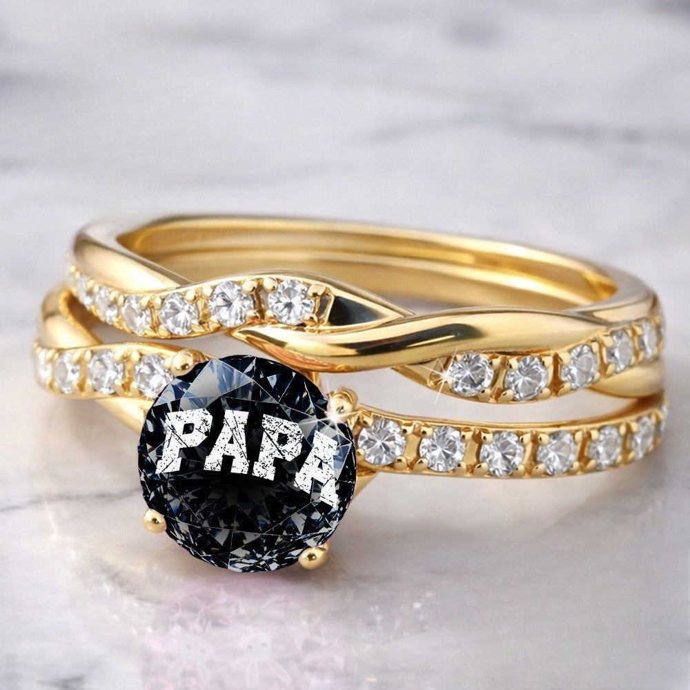Papa Crystal Twisted Ring