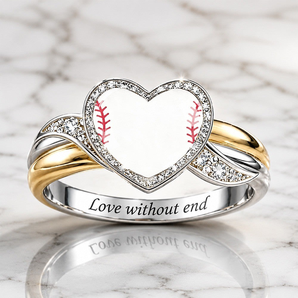 Baseball Stitch Heart Ring