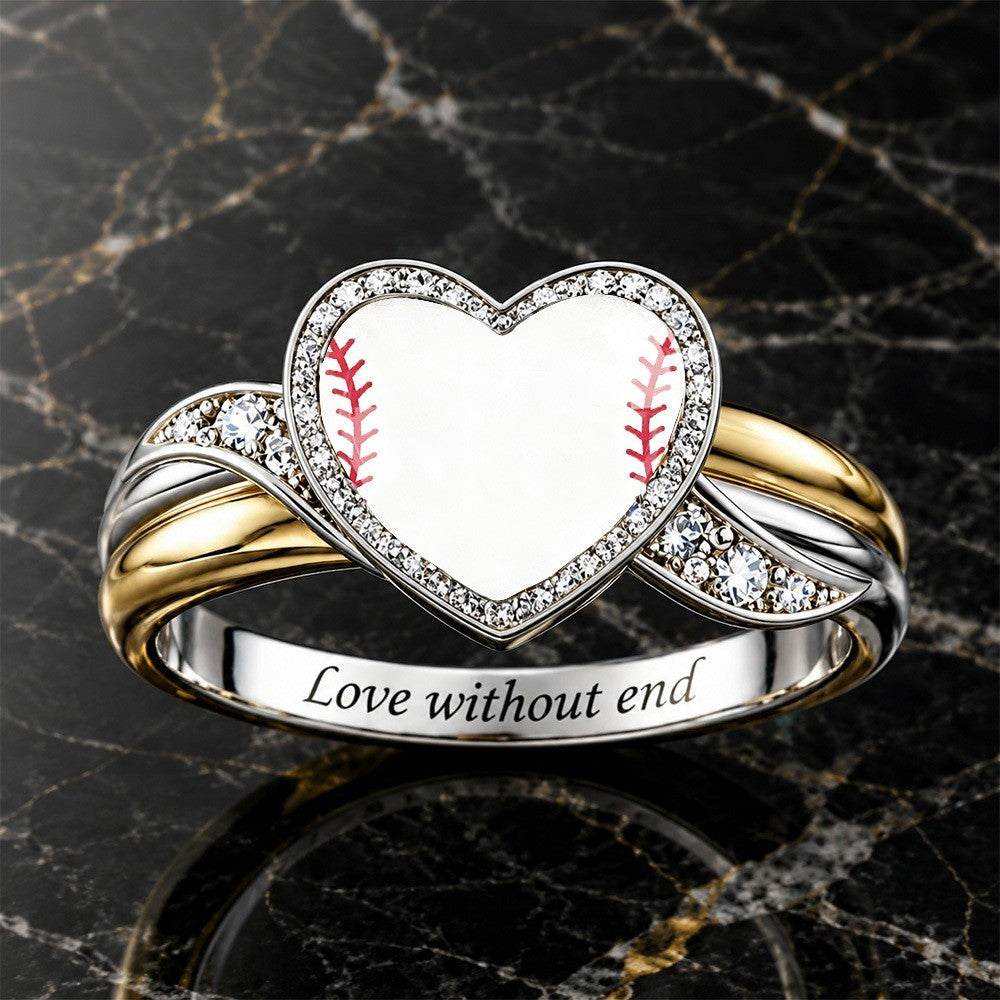 Baseball Stitch Heart Ring