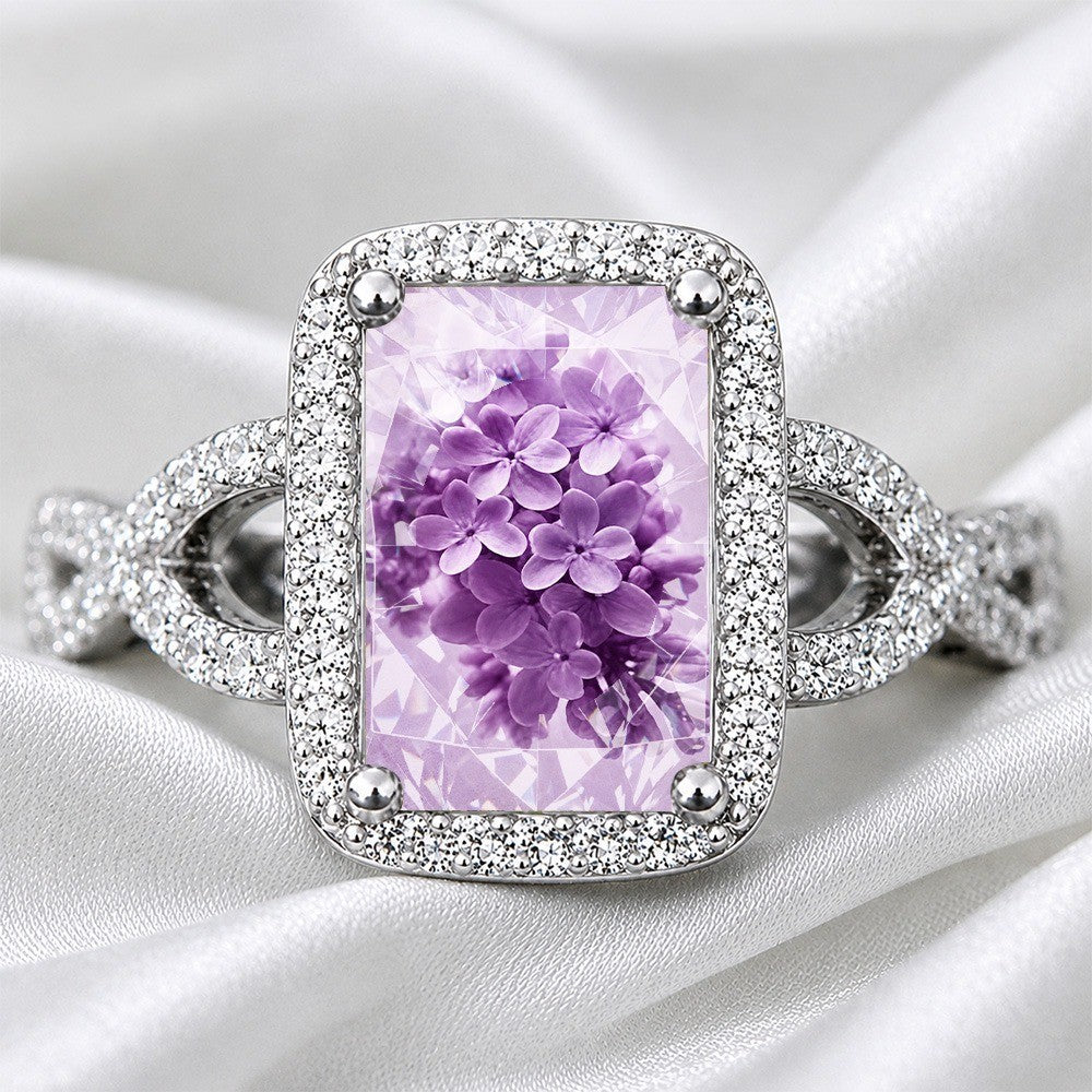 Purple Lilac Cluster Square Ring