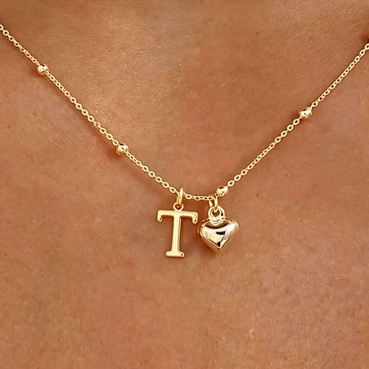 Initial Z Beaded Chain Necklace