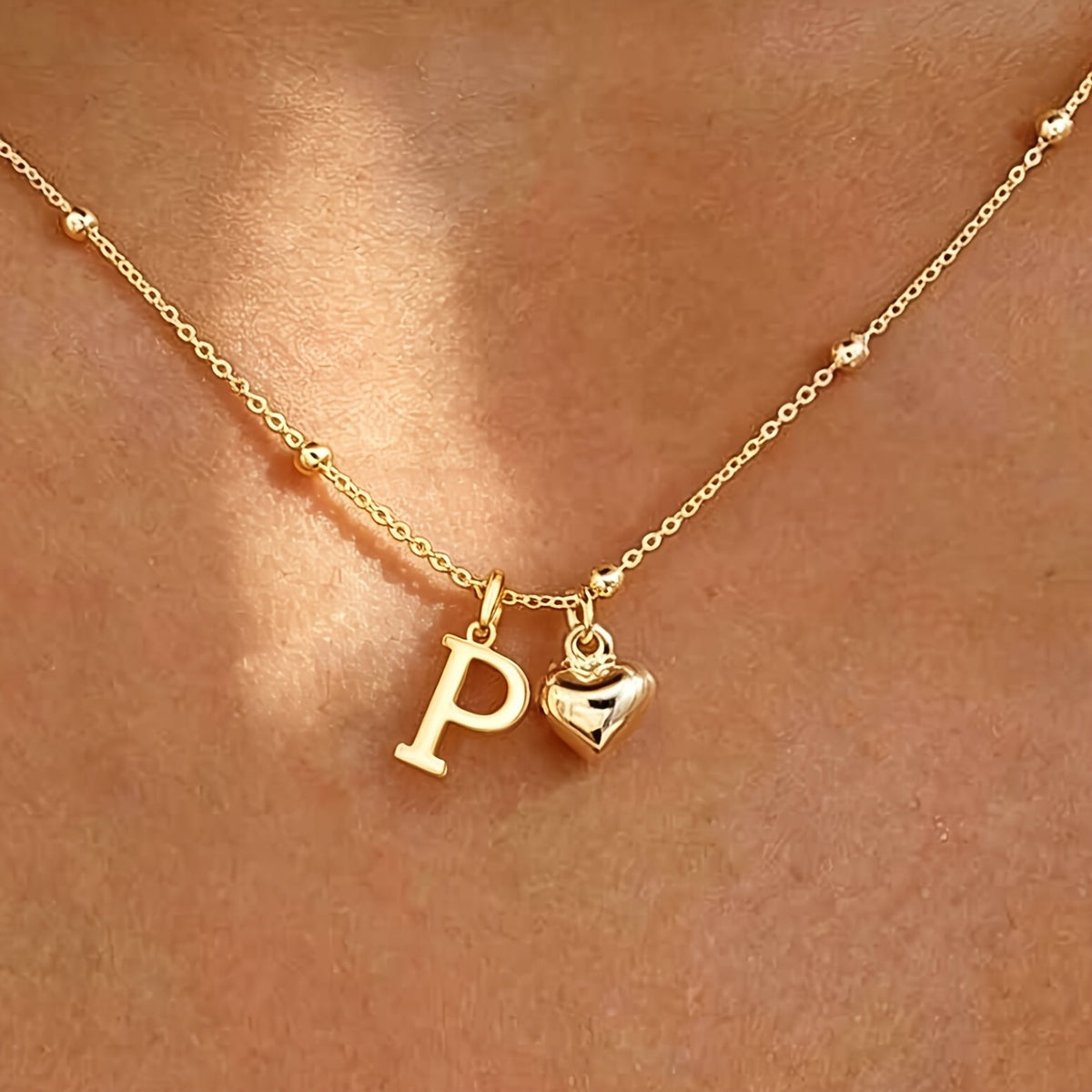 Initial Z Beaded Chain Necklace