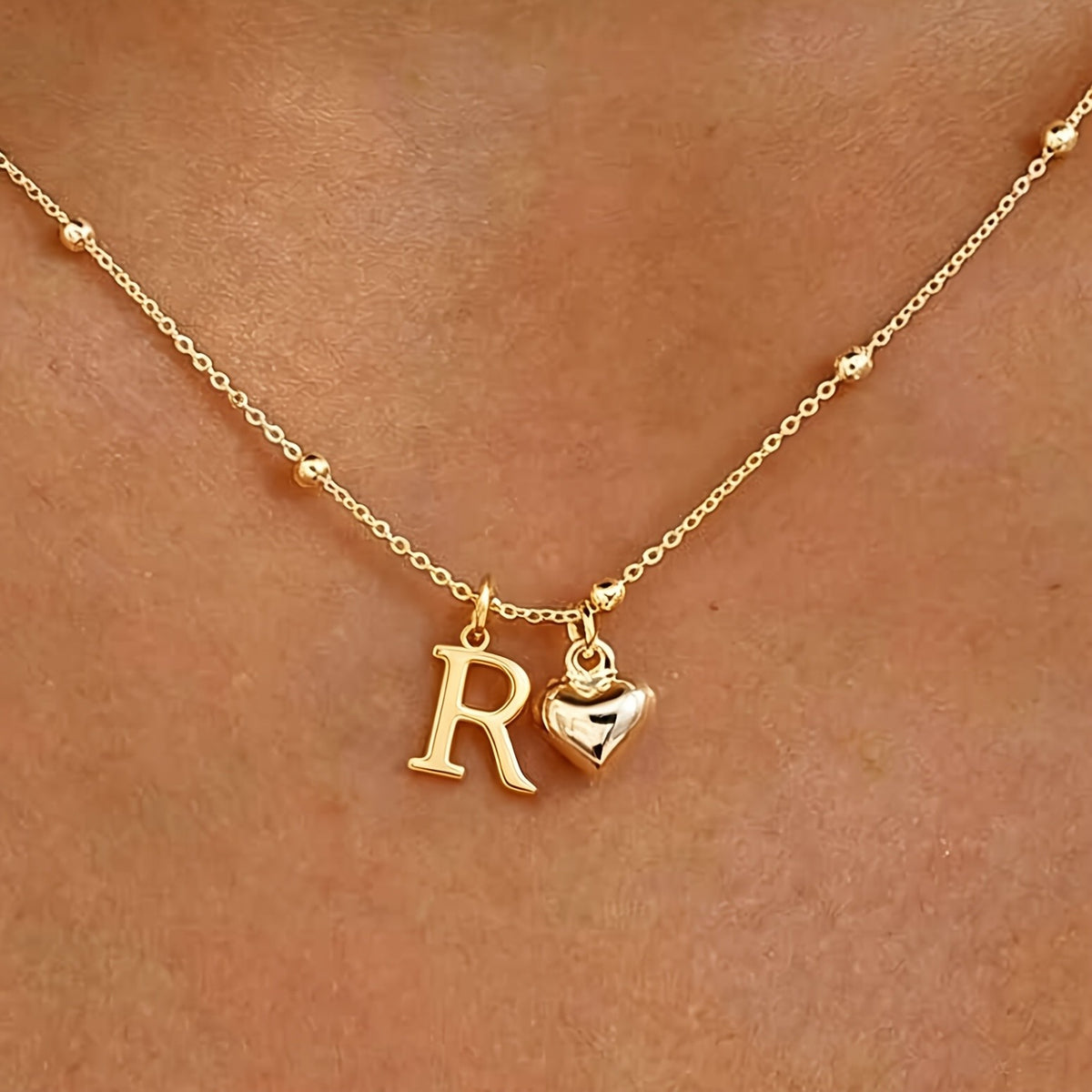 Initial Z Beaded Chain Necklace
