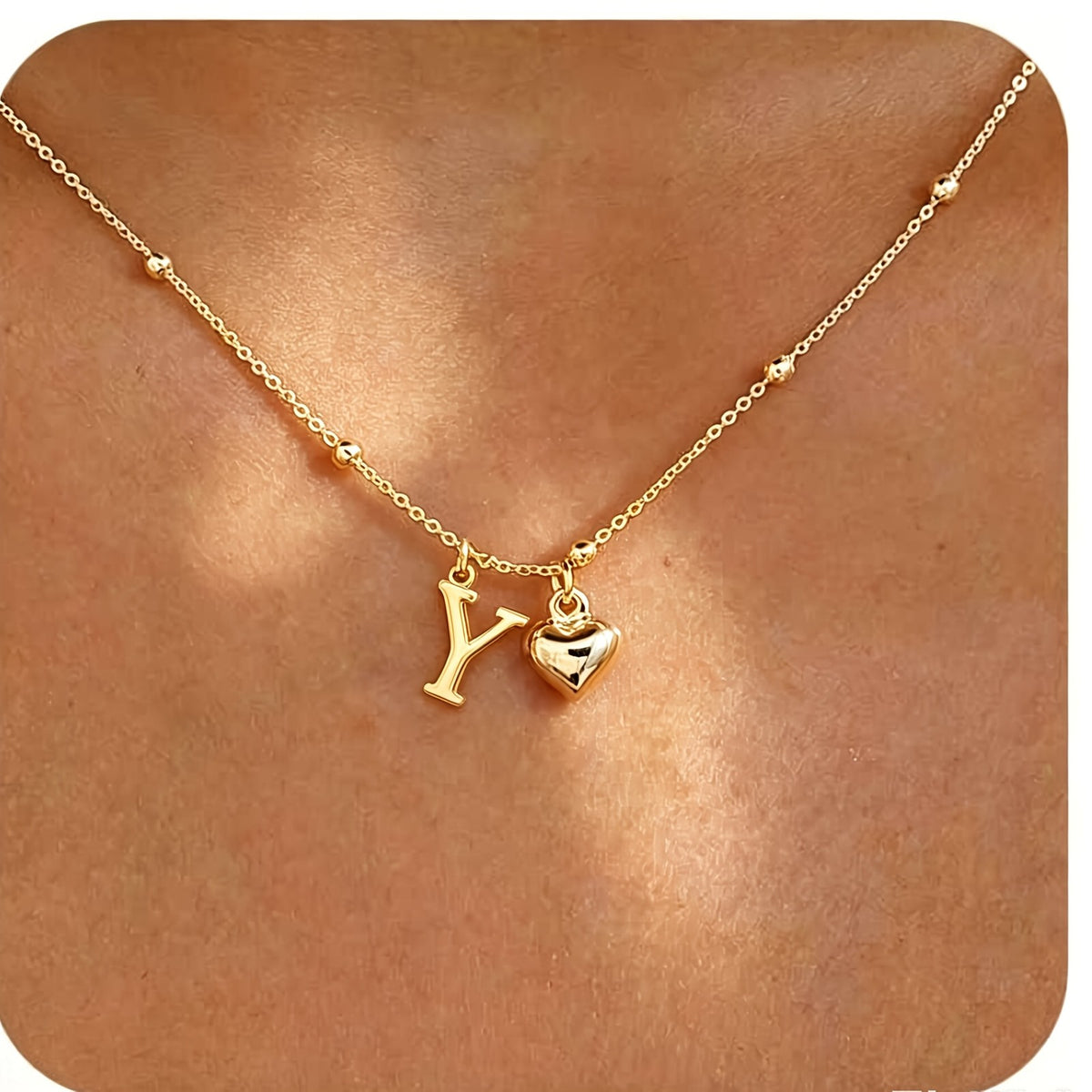 Initial Z Beaded Chain Necklace