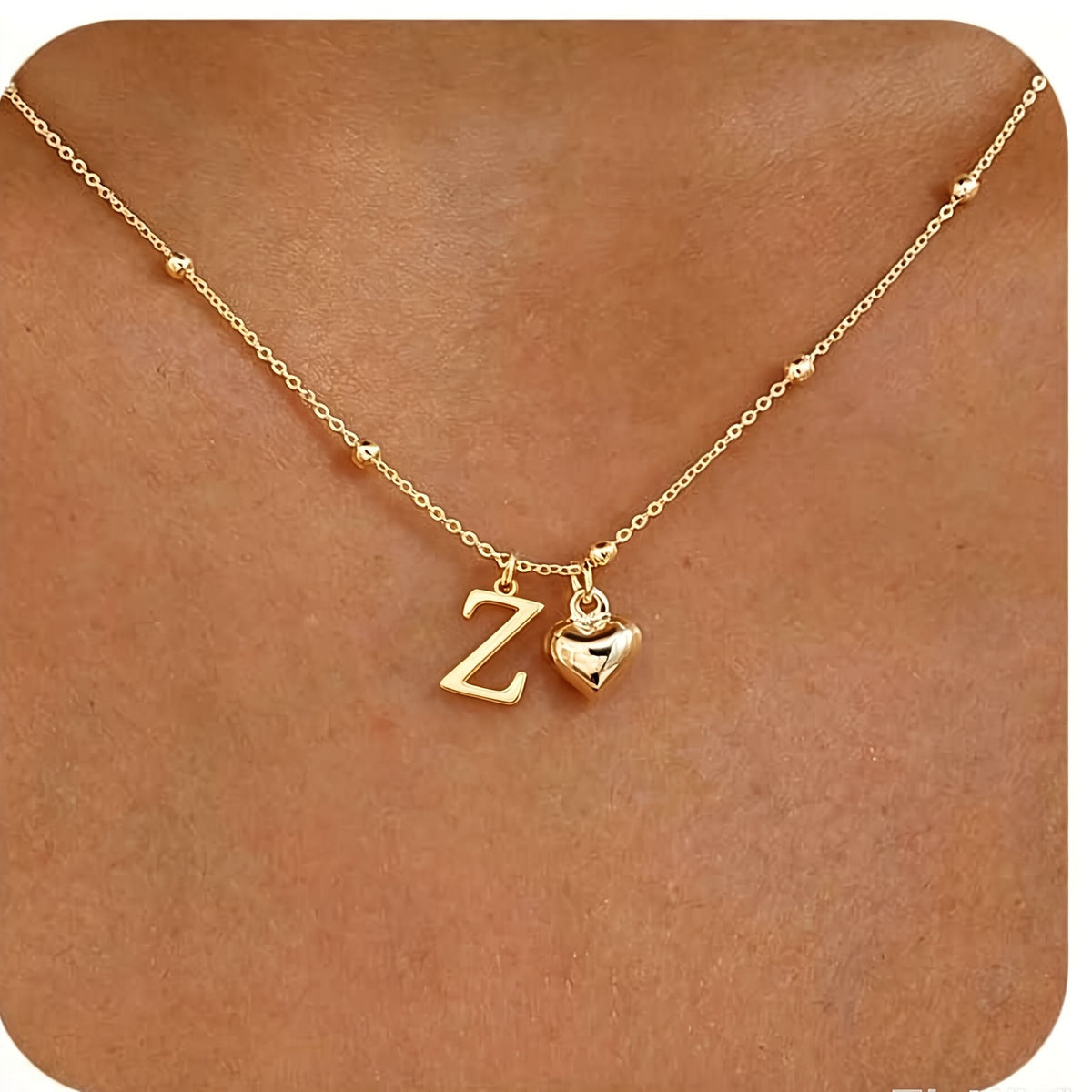 Initial Z Beaded Chain Necklace