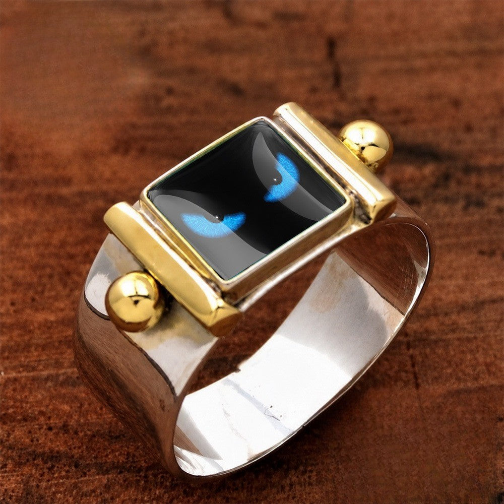 Blue Cat Eye Square Ring