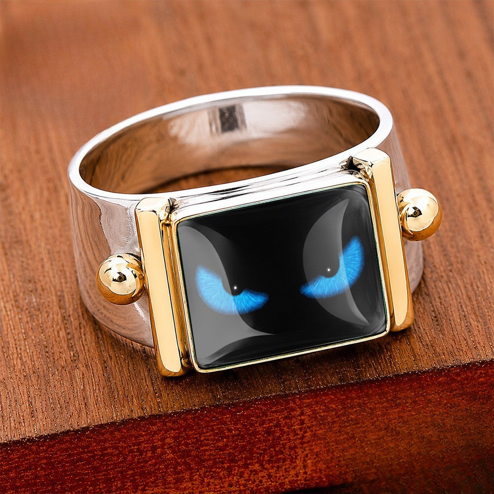 Blue Cat Eye Square Ring
