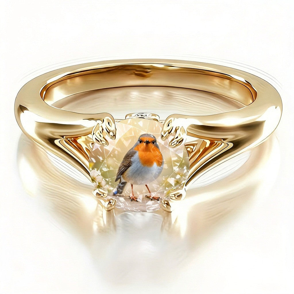 Robin Bird Crystal Ring