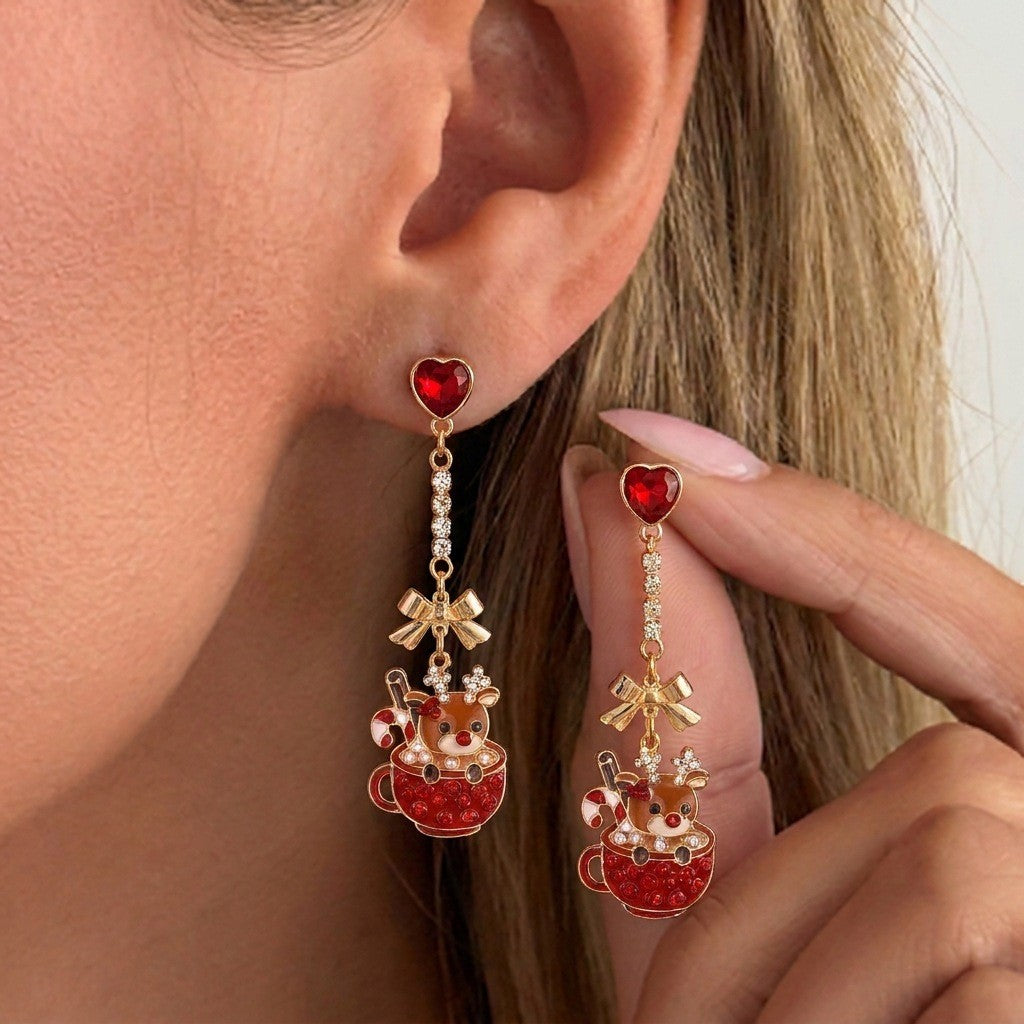 Reindeer Mug Drop Earrings