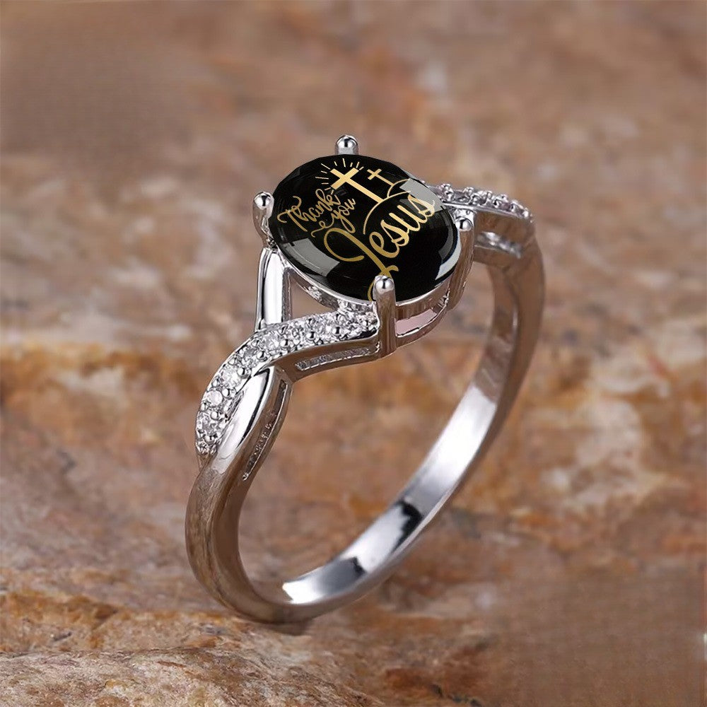 Thank You Jesus Twisted Cross Ring