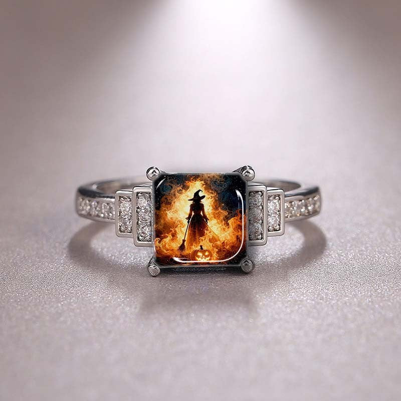 Witch Silhouette Square Ring