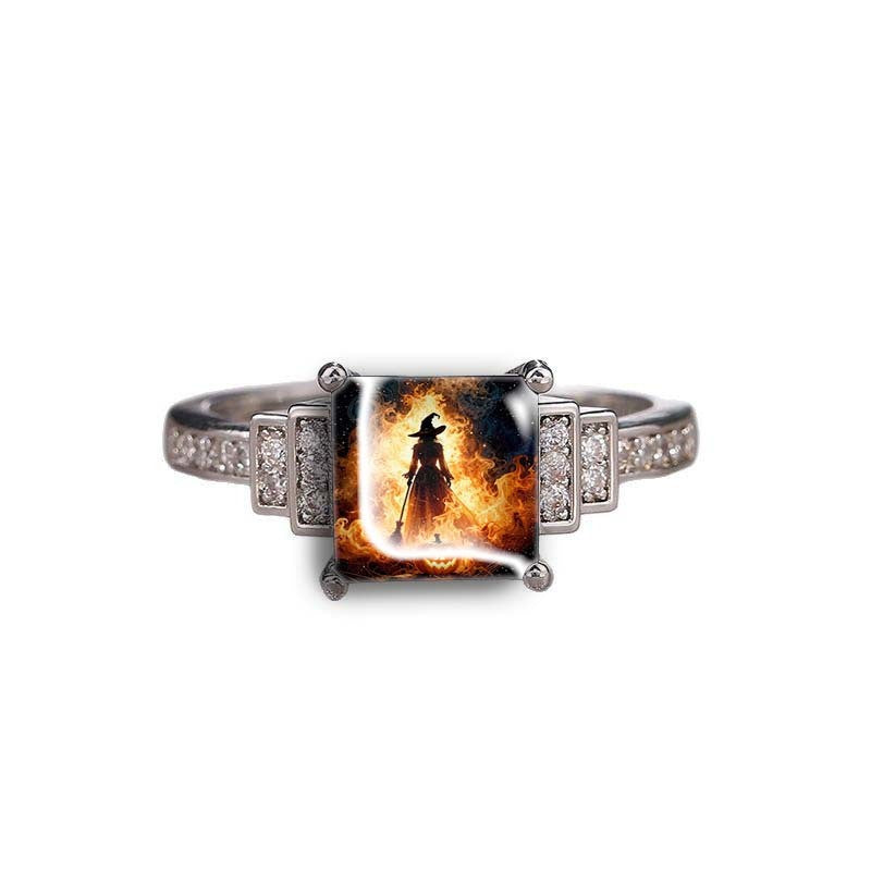 Witch Silhouette Square Ring