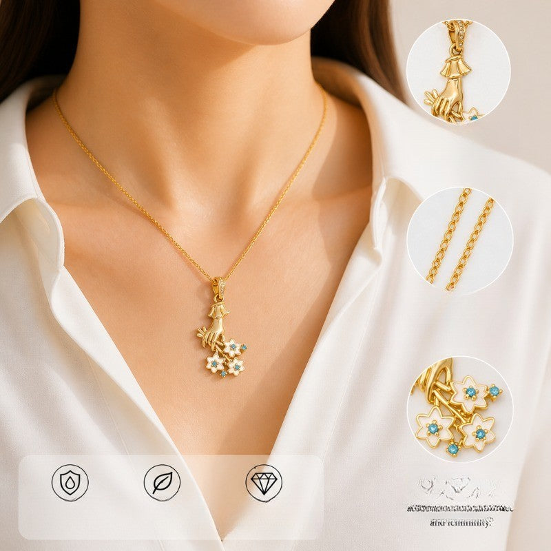 Hand Holding Flower Necklace