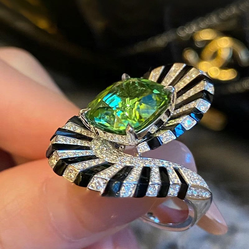 Green Square Statement Ring
