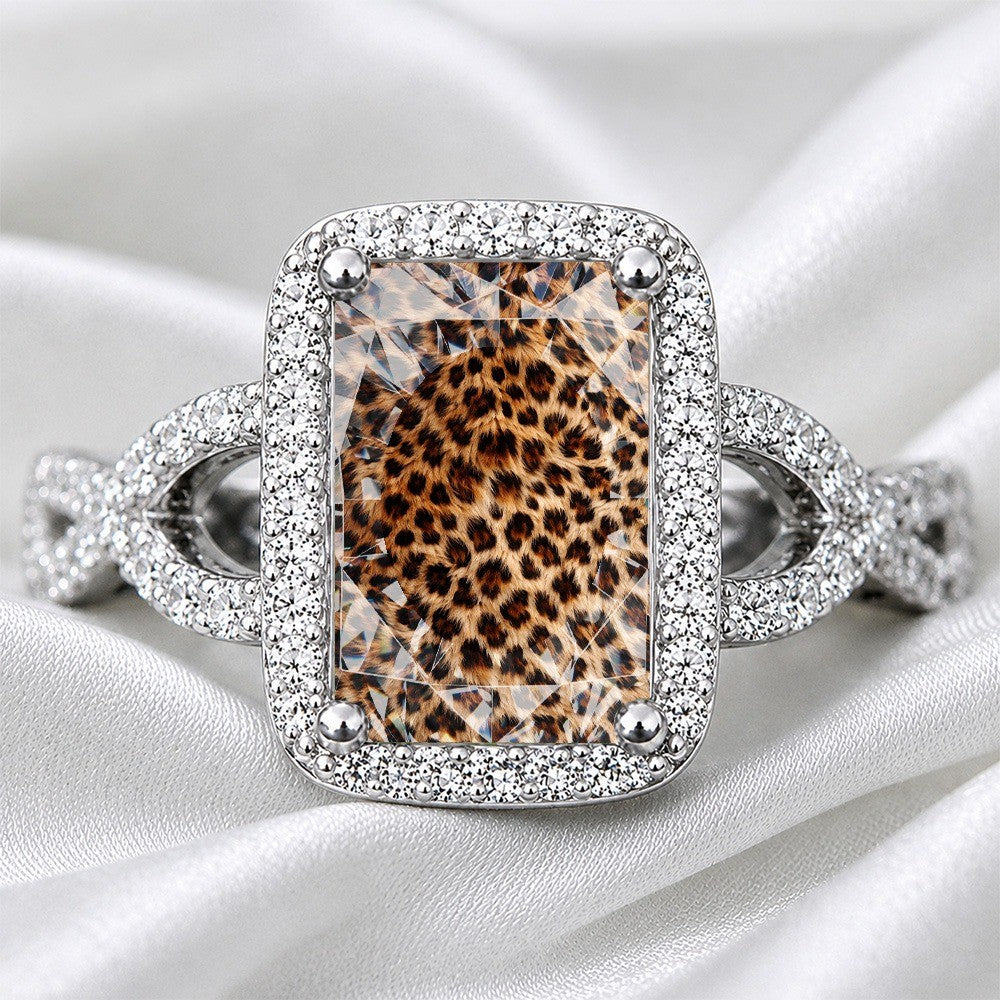 Textured Leopard Print Square Ring