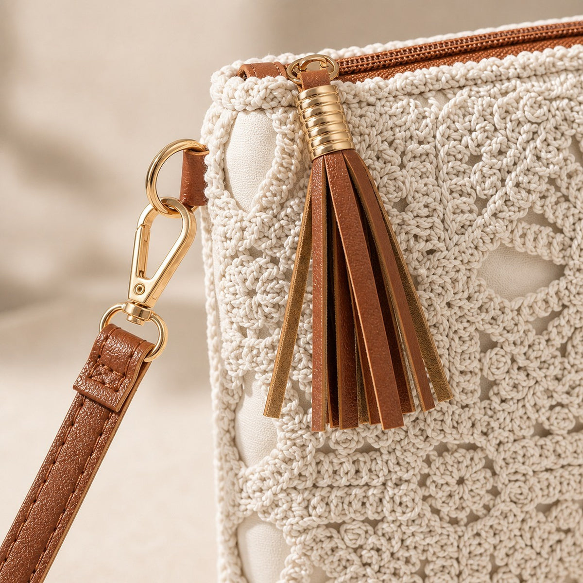 Crochet Floral Crossbody Bag