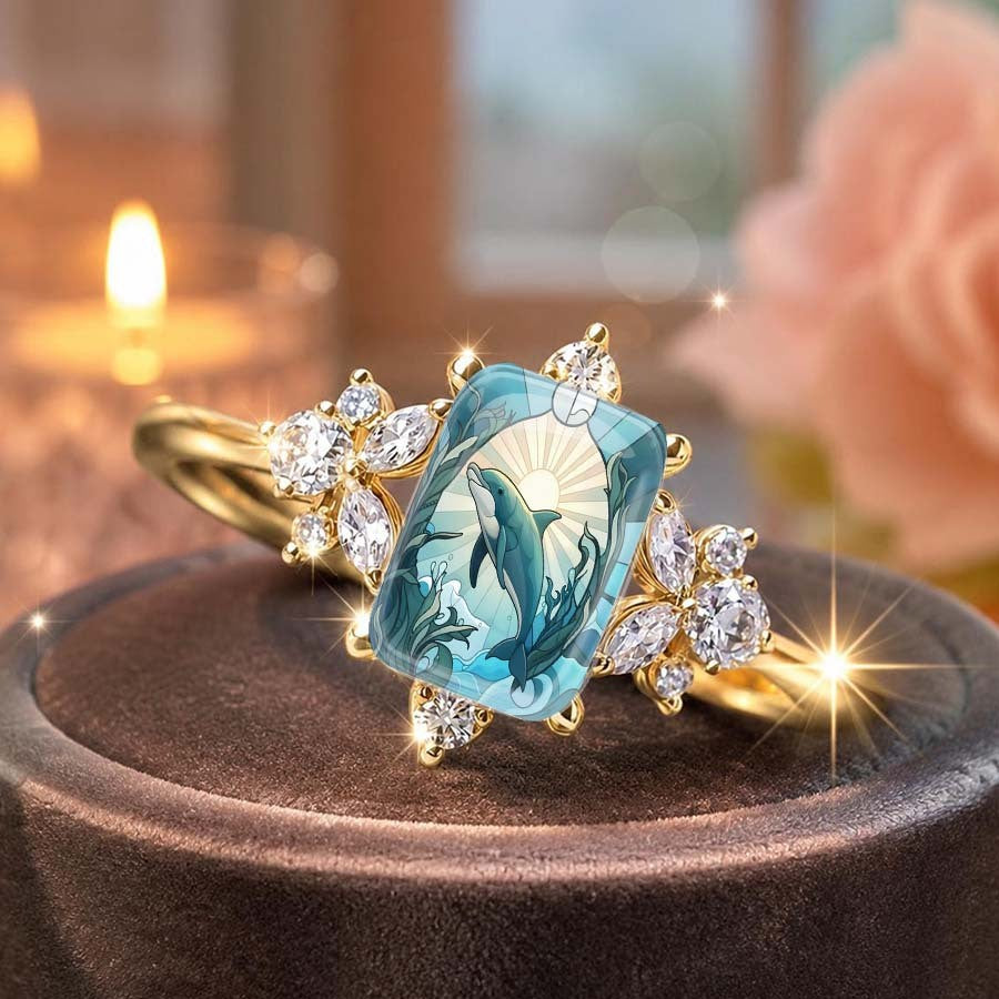 Dolphin Ocean Scene Ring
