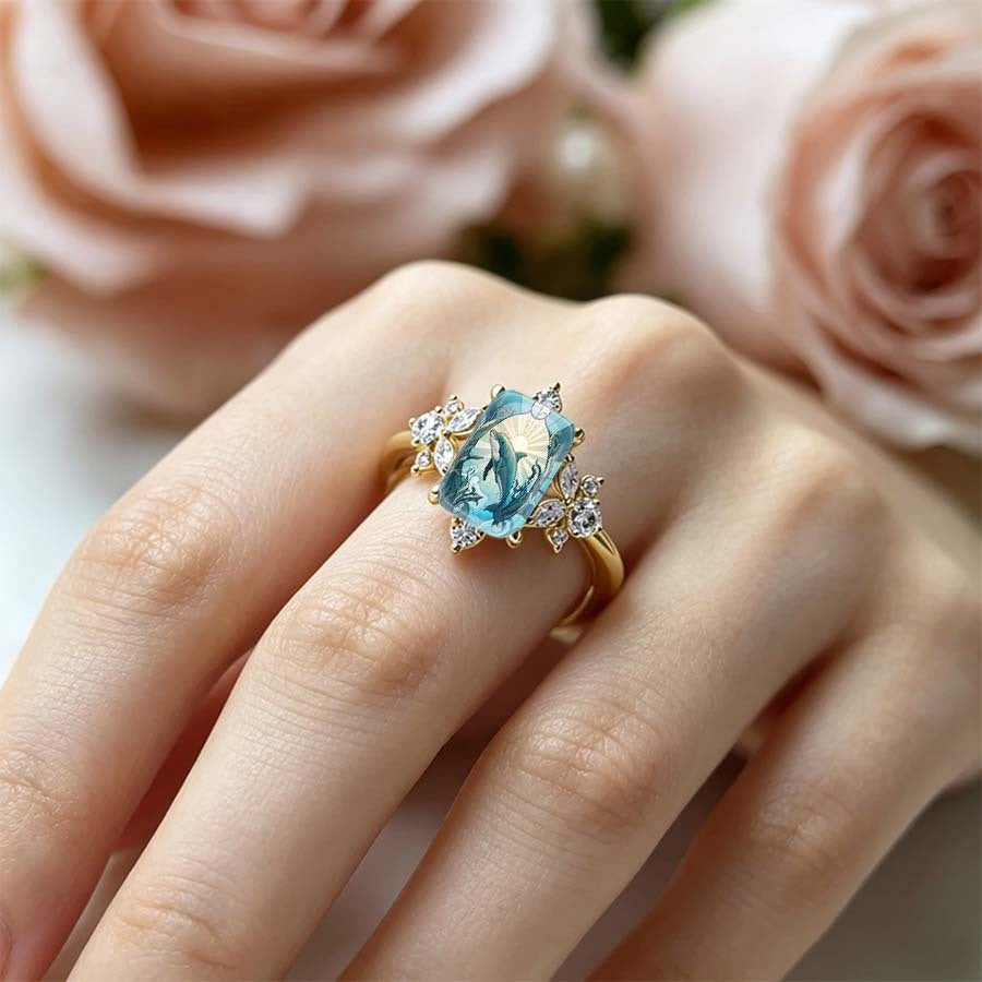 Dolphin Ocean Scene Ring