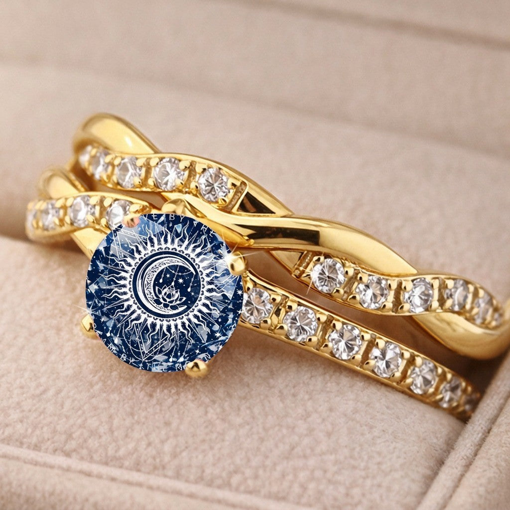 Celestial Moon & Lotus Ring