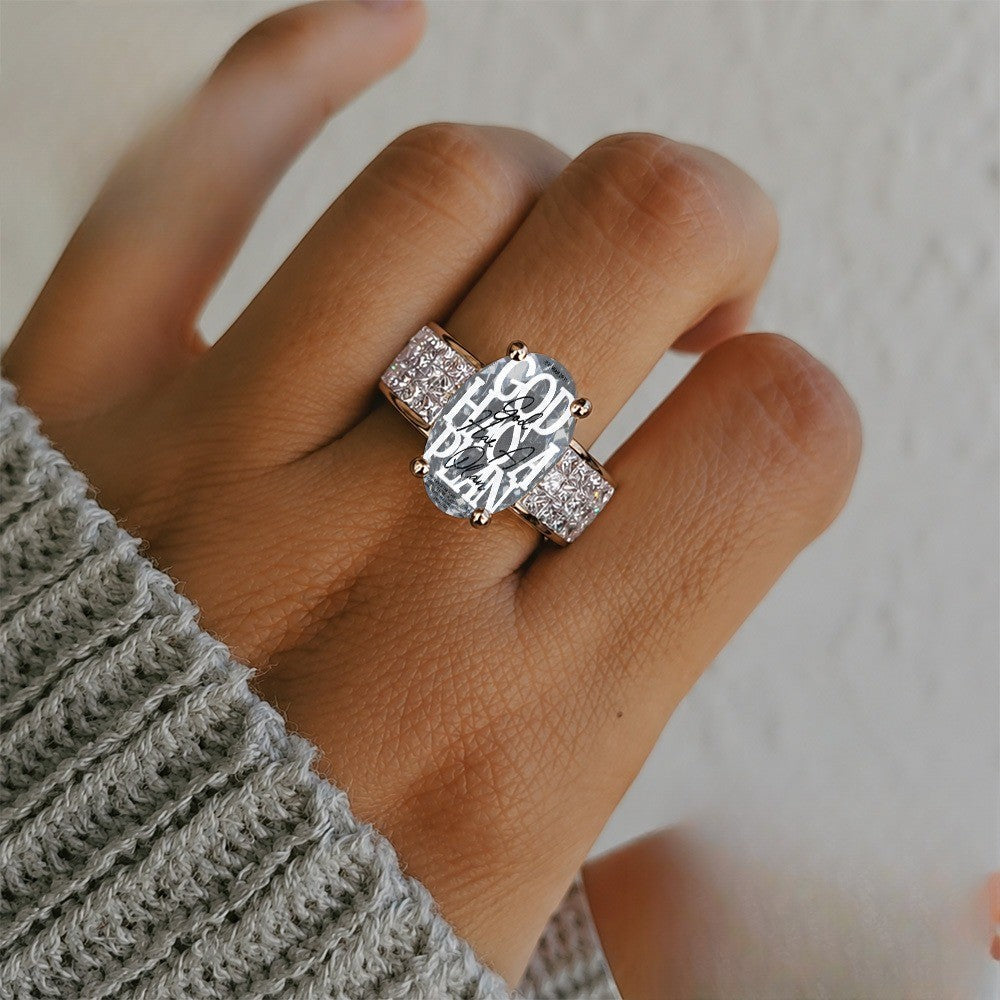 God Has A Plan Oval Crystal Ring
