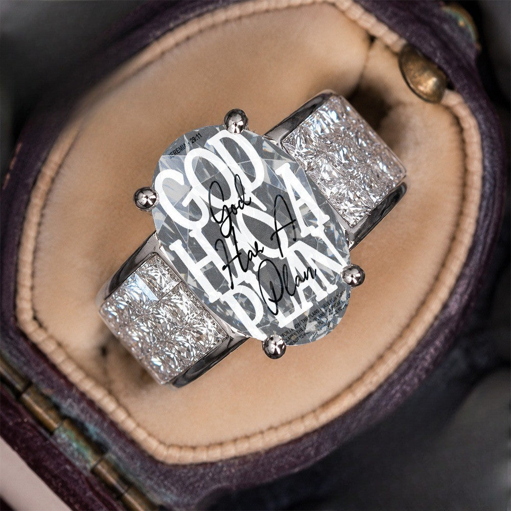 God Has A Plan Oval Crystal Ring