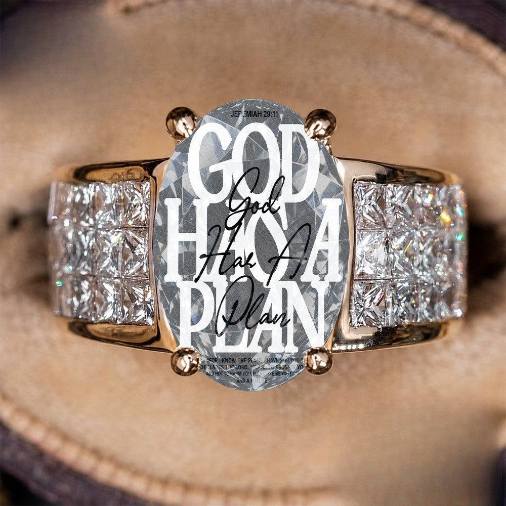 God Has A Plan Oval Crystal Ring