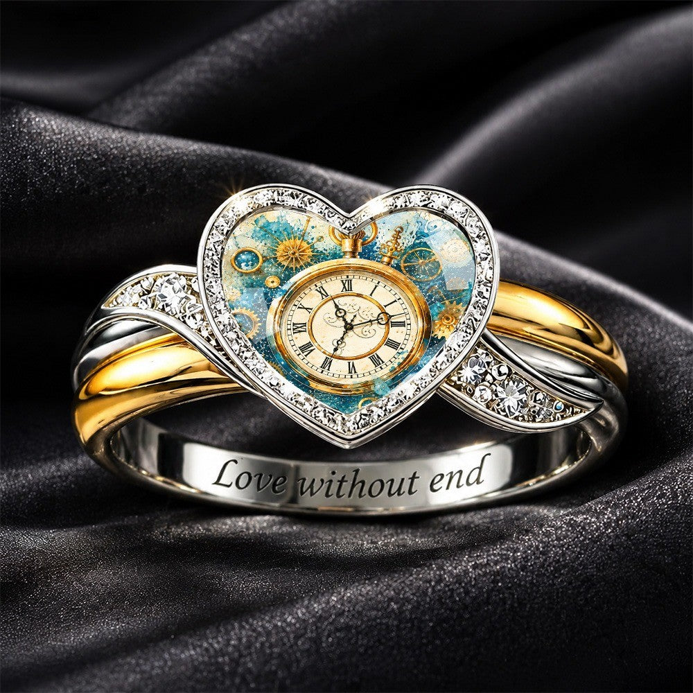 Vintage Pocket Watch Heart Ring