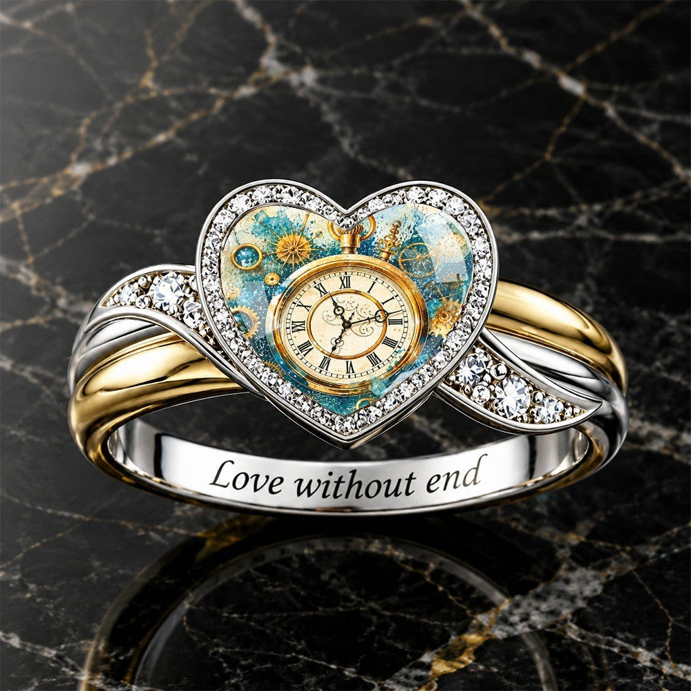 Vintage Pocket Watch Heart Ring