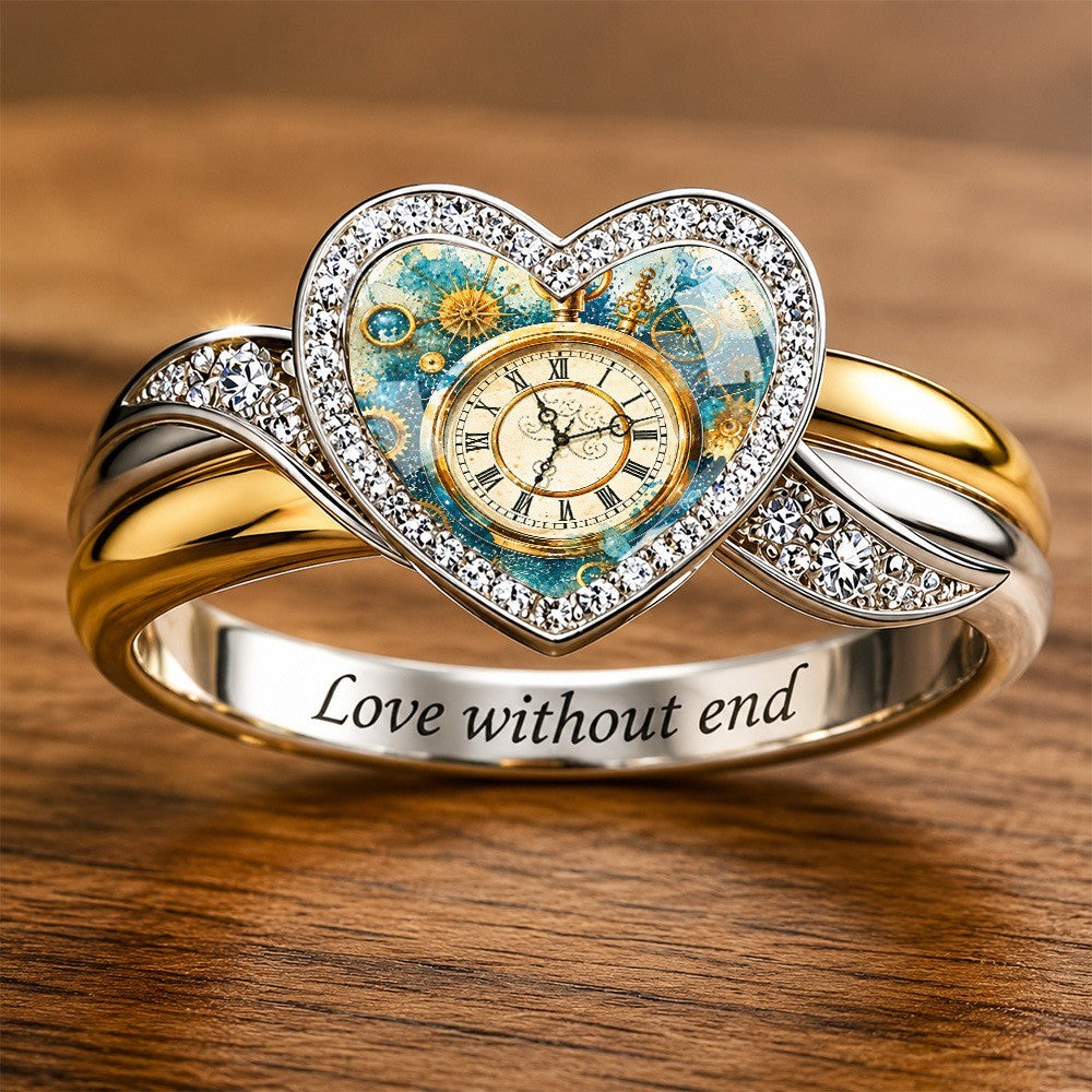 Vintage Pocket Watch Heart Ring