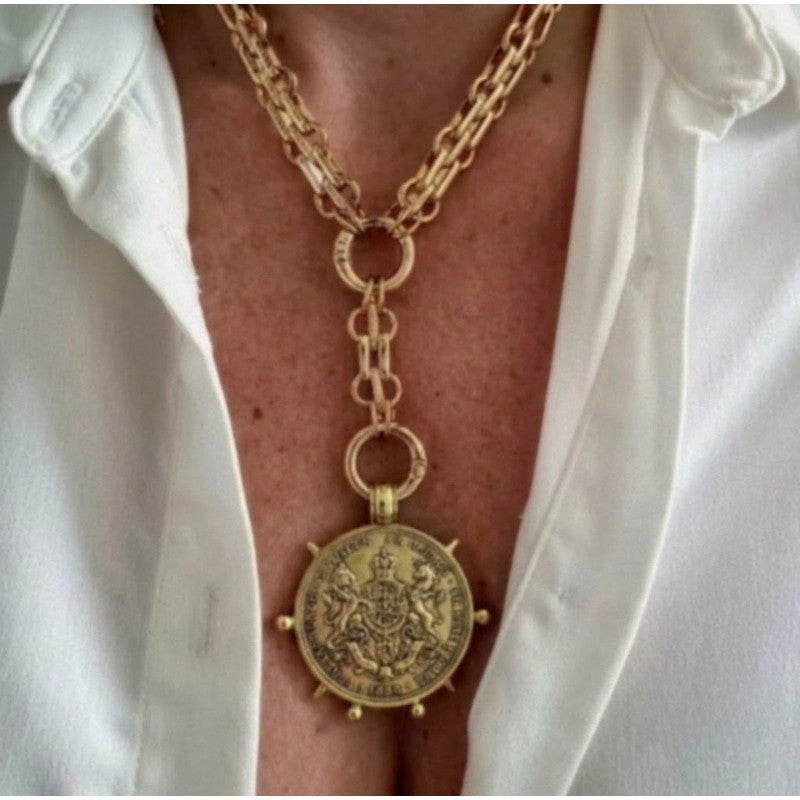 Vintage Coin Badge Necklace