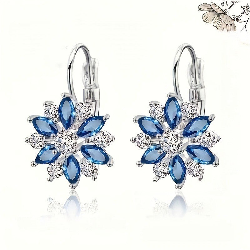 Blue Crystal Snowflake Necklace & Earring Set