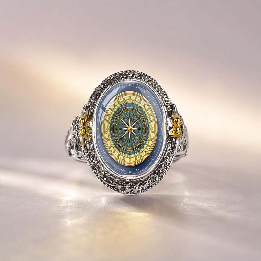 Starry Sky Compass & Flower Ring