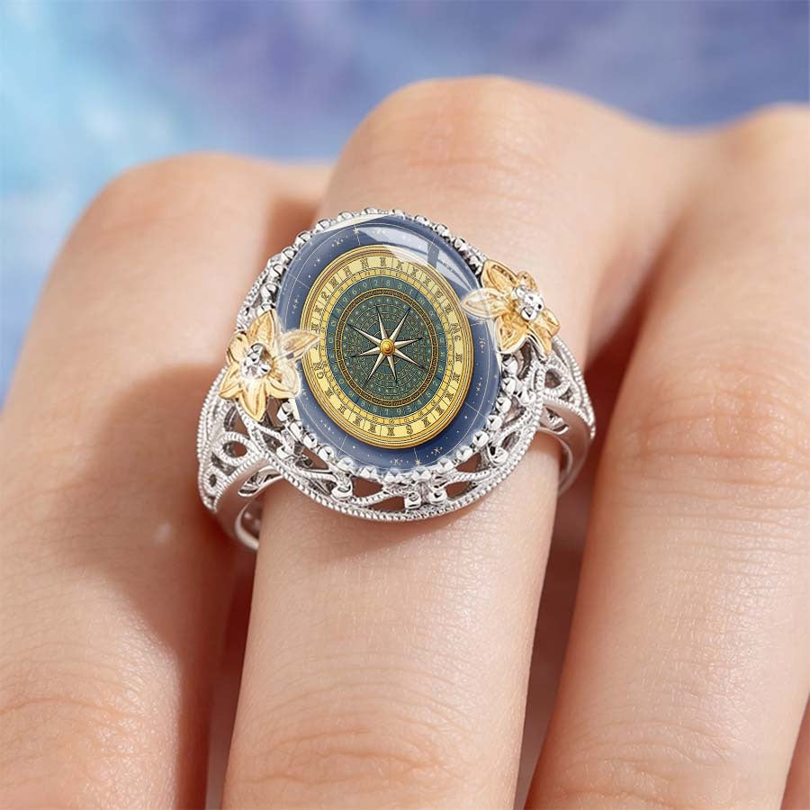 Starry Sky Compass & Flower Ring