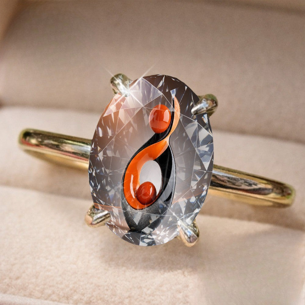 Orange & Black Oval Statement Ring