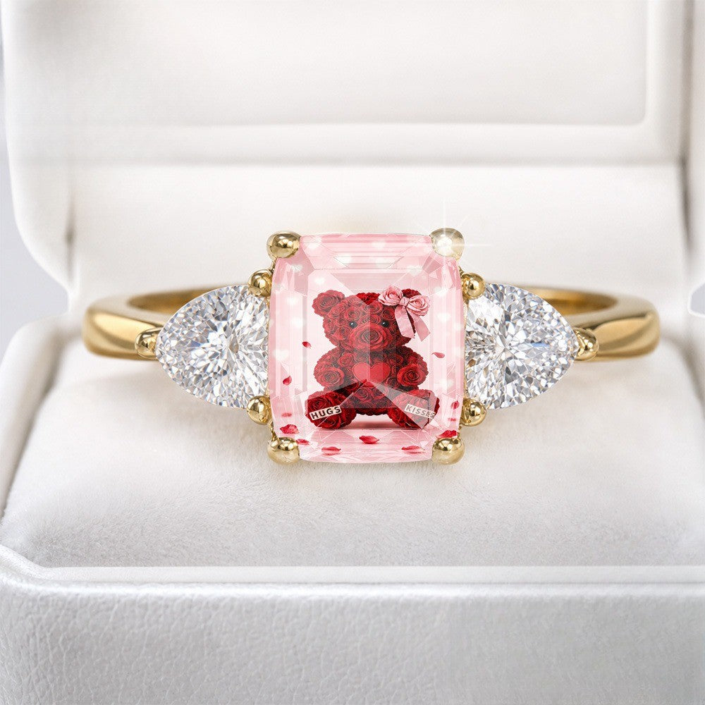 Pink Crystal Bear Ring