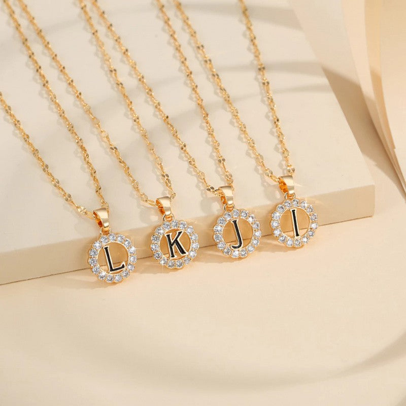 Crystal Halo Initial Pendant Necklace