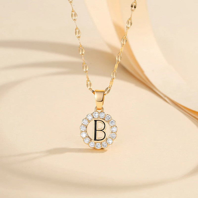 Crystal Halo Initial Pendant Necklace