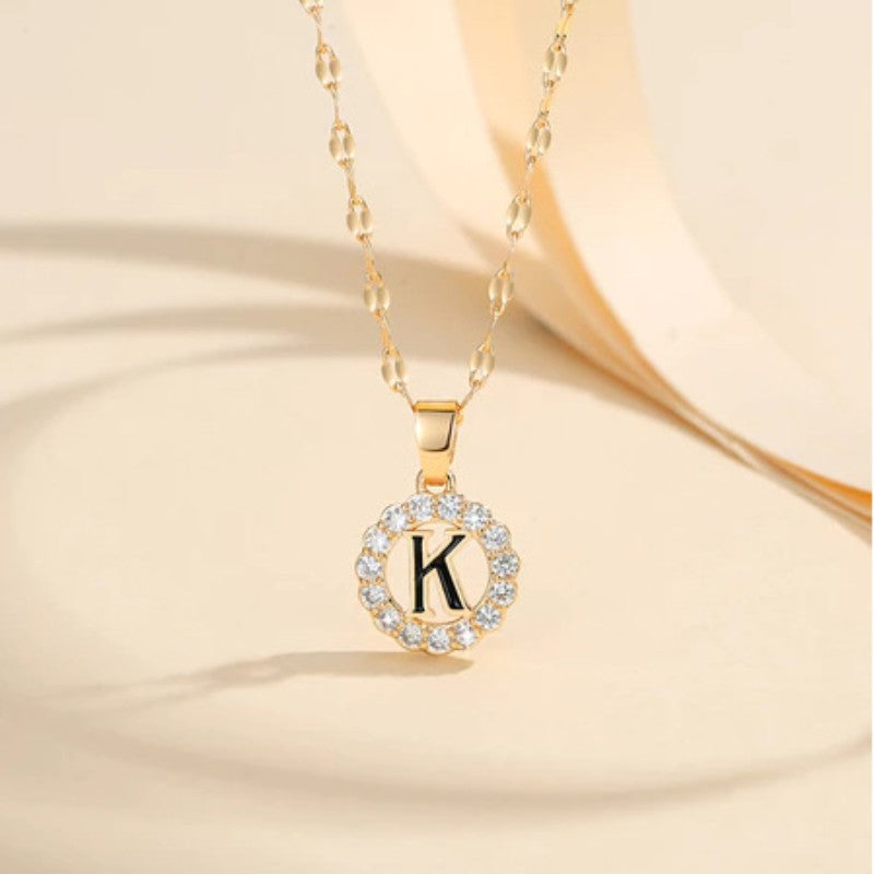 Crystal Halo Initial Pendant Necklace
